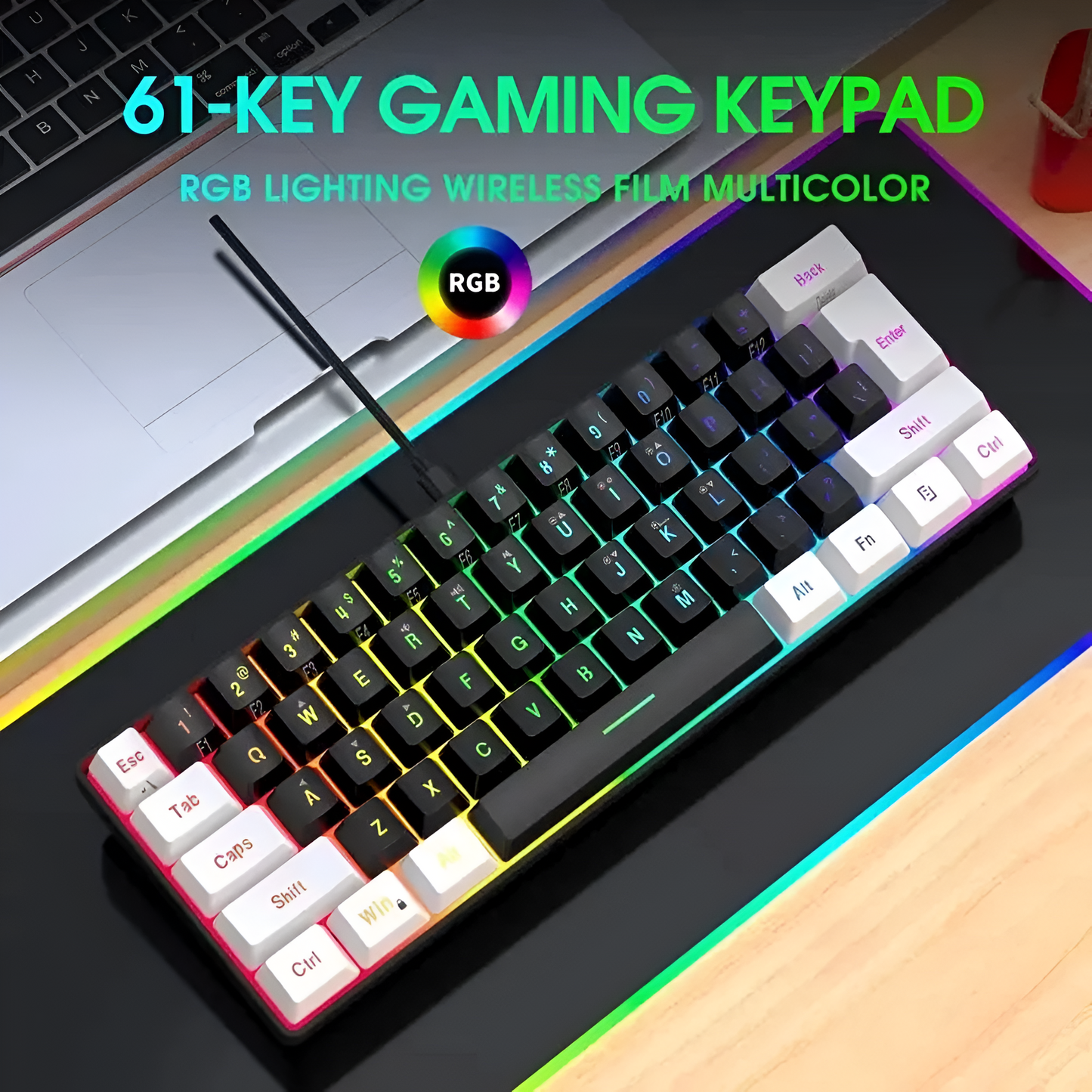 Compact Wired RGB Gaming Keyboard with Floating Keycaps