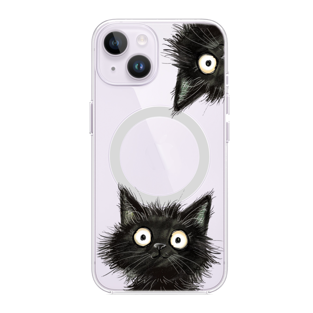Inquisitive Magnetic Clear Cat iPhone Case
