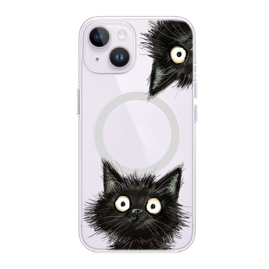 Inquisitive Magnetic Clear Cat iPhone Case