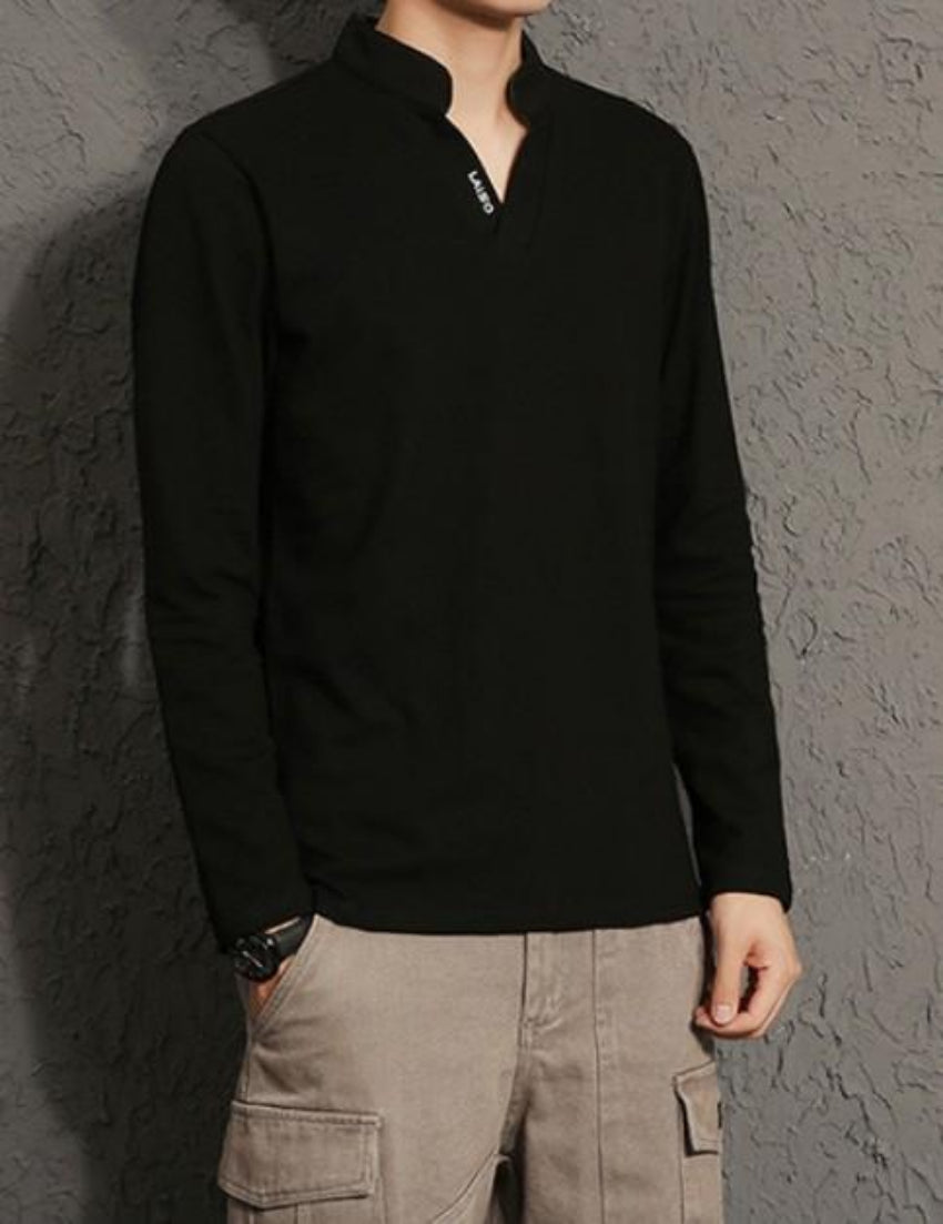 Long Sleeve V-Neck Casual Men's Shirt
