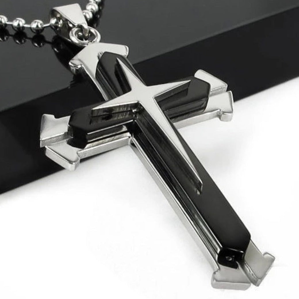 Cross Pendant Necklace for Men in Stainless Steel