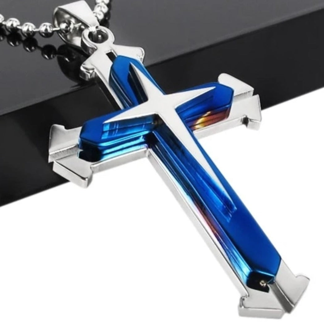 Cross Pendant Necklace for Men in Stainless Steel