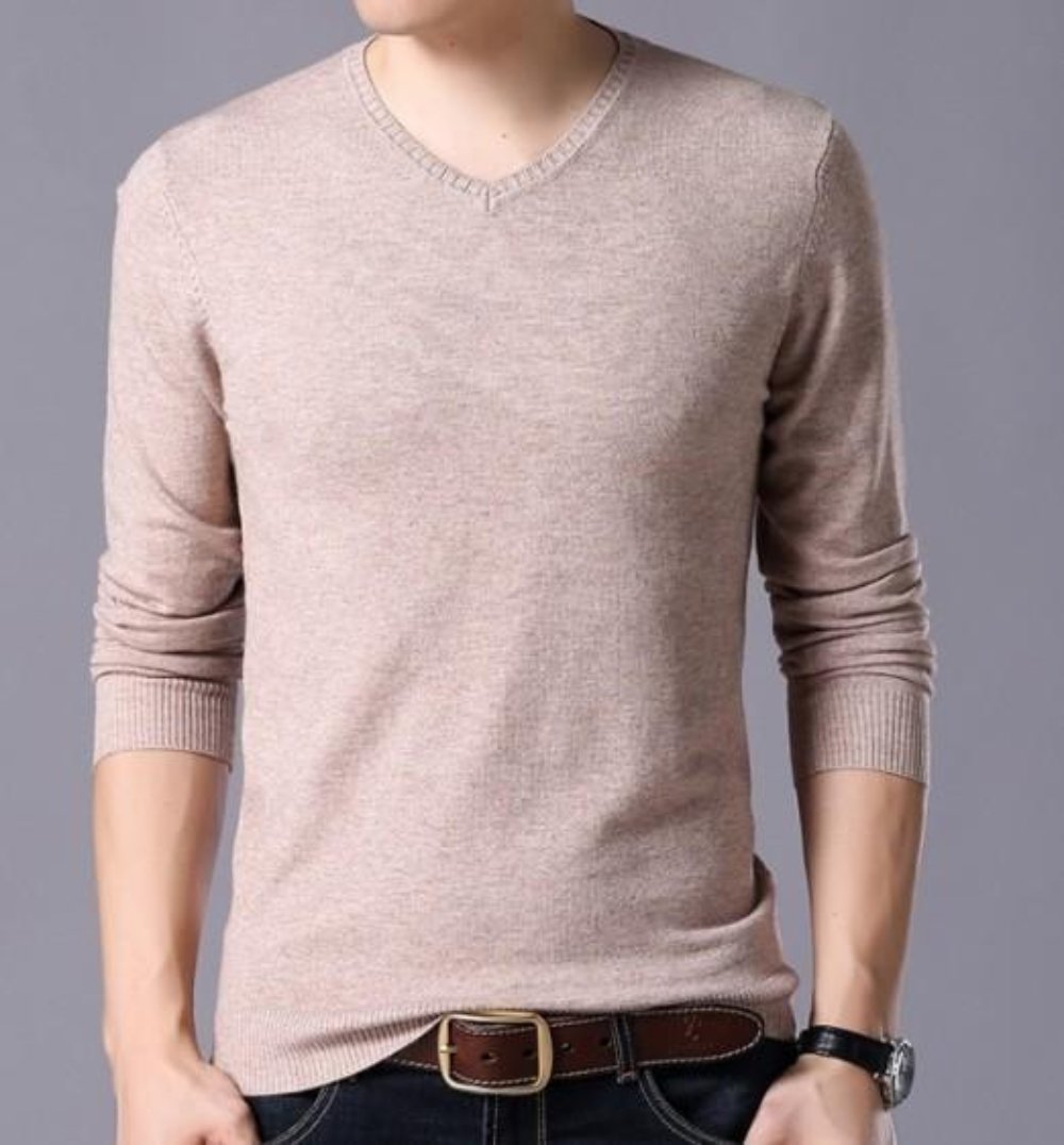 Knitted Top for Men with a V Neck