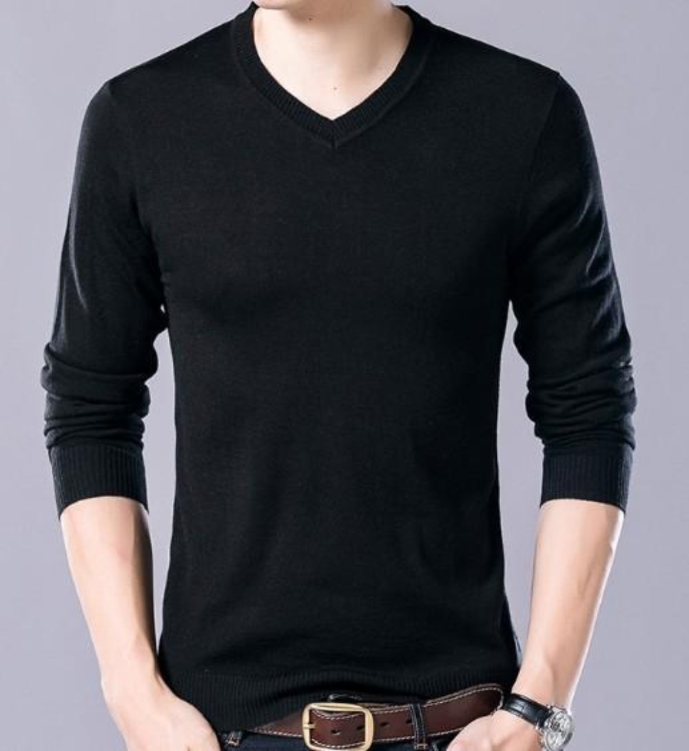 Knitted Top for Men with a V Neck