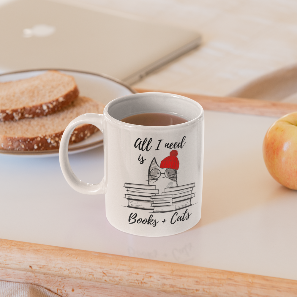 Books and Feline Friends Mug