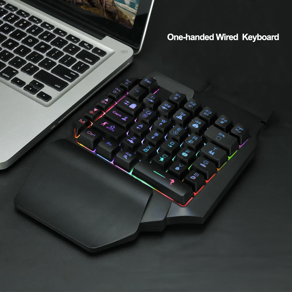Gaming Keyboard with One-Hand RGB Illumination