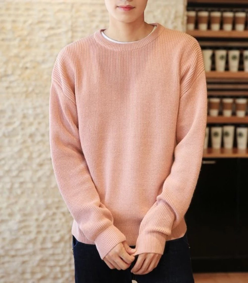 Loose-Fitting Crew Neck Sweater with a KPOP Vibe for Men