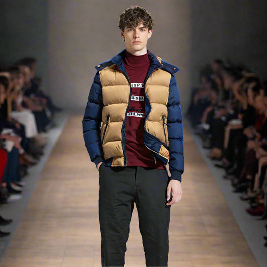 Removable Hooded Men's Two-Toned Quilted Jacket
