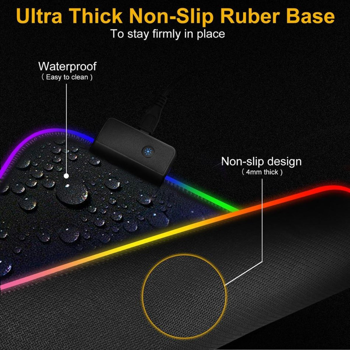 Large Size Dragon RGB Gaming Mouse Pad - Illuminated with a Single Touch