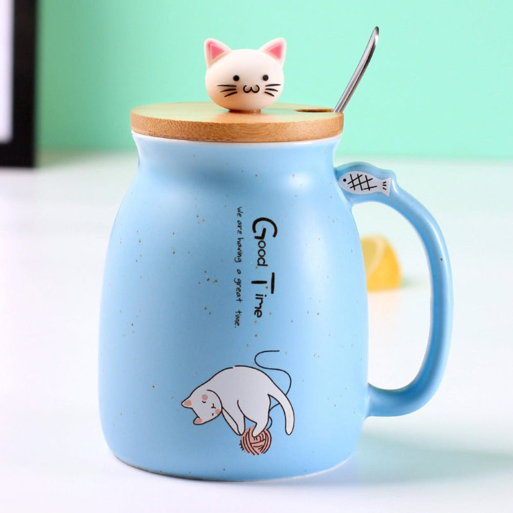 Cute Cartoon Cat Ceramic Coffee Mug