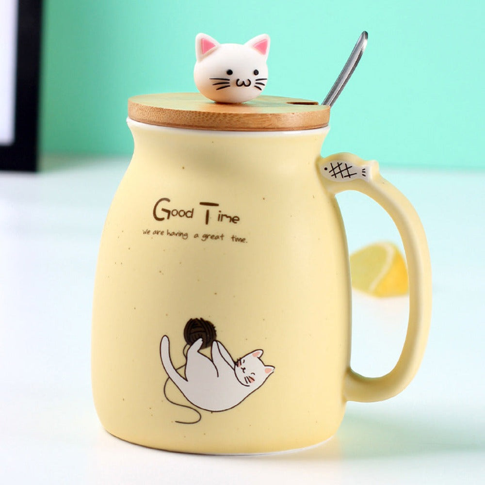 Cute Cartoon Cat Ceramic Coffee Mug