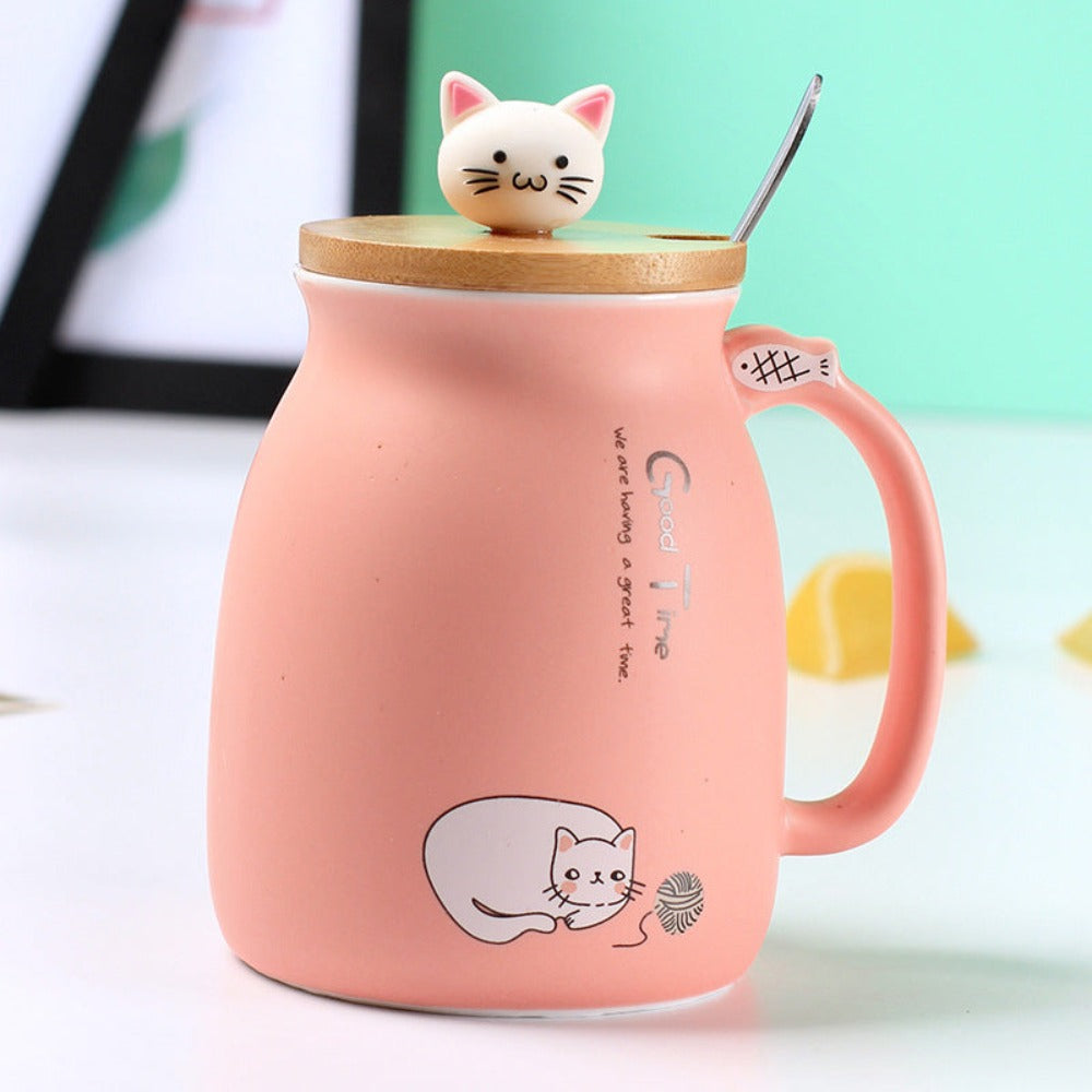 Cute Cartoon Cat Ceramic Coffee Mug