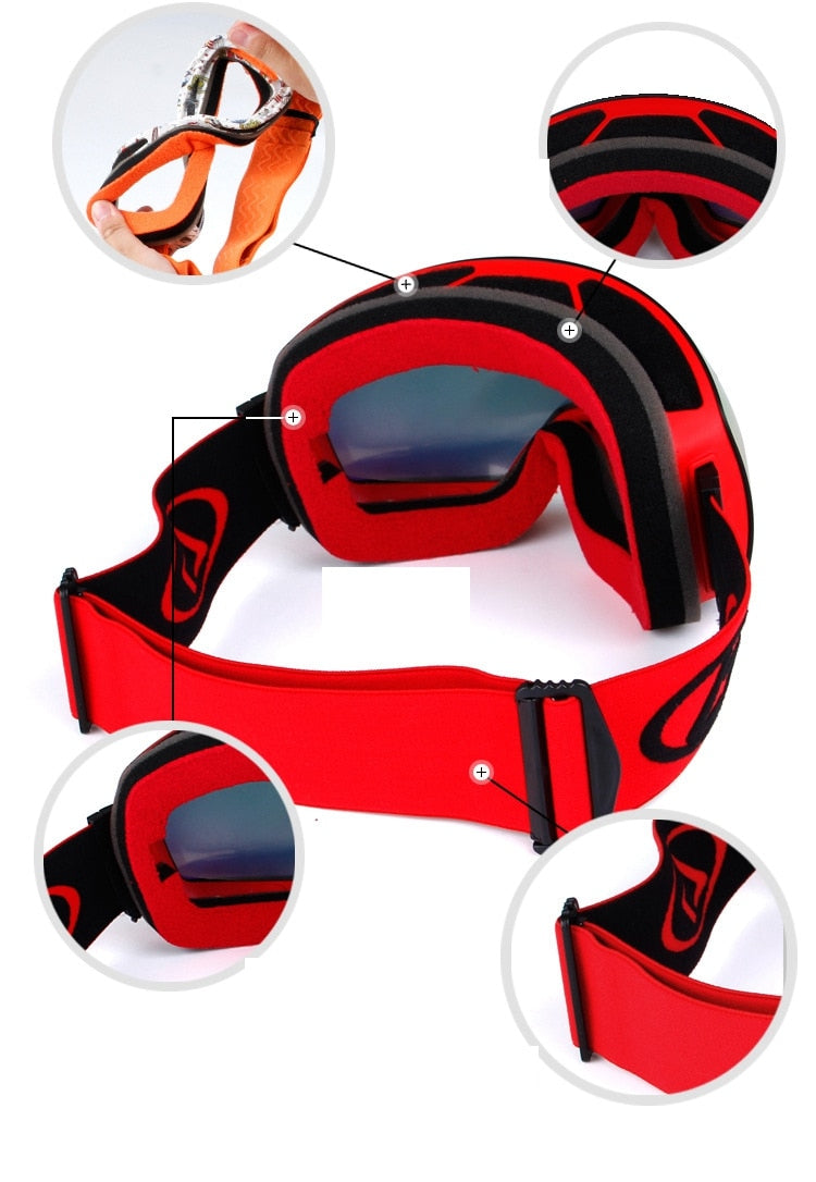 Dual-layered Ski Goggles with UV 400 Shield and Anti-Fog Technology