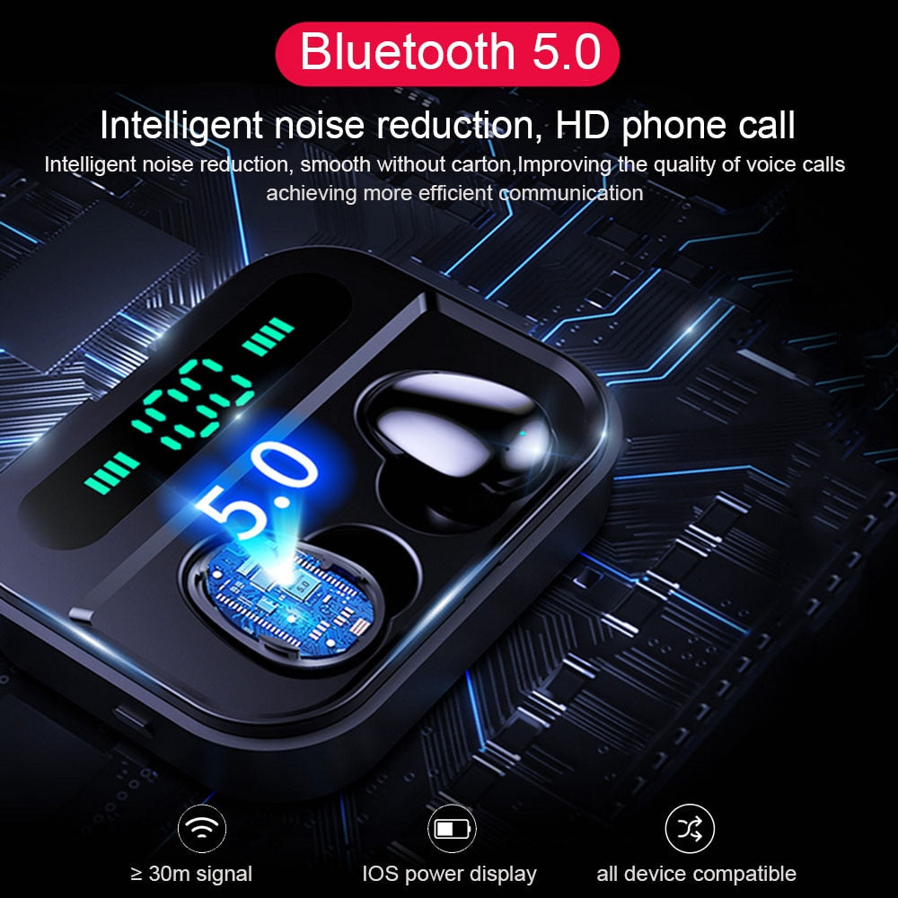 Wireless Waterproof Stereo Earbuds with CX7 Bluetooth 5.0 and 2200mah Charging Case