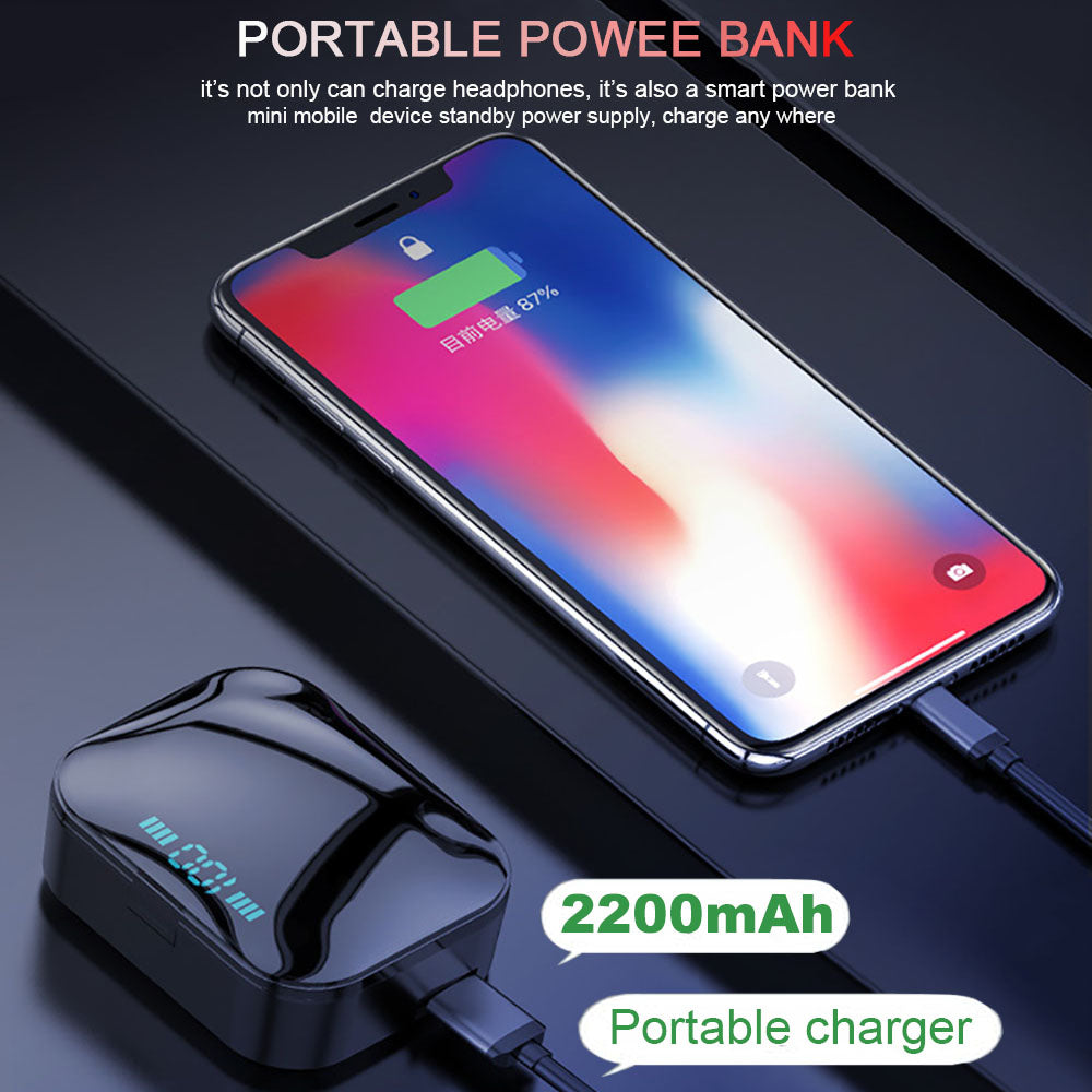 Wireless Waterproof Stereo Earbuds with CX7 Bluetooth 5.0 and 2200mah Charging Case