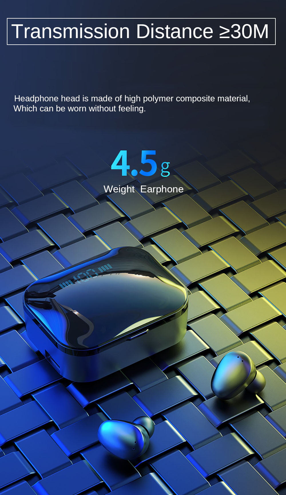 Wireless Waterproof Stereo Earbuds with CX7 Bluetooth 5.0 and 2200mah Charging Case