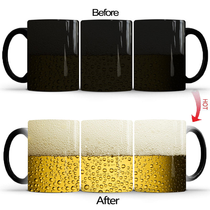 Colorful Beer-Themed Ceramic Mug - A Magical Heat-Sensitive Delight!