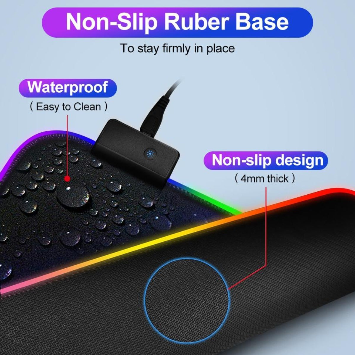 Large Size Dragon RGB Gaming Mouse Pad - Illuminated with a Single Touch