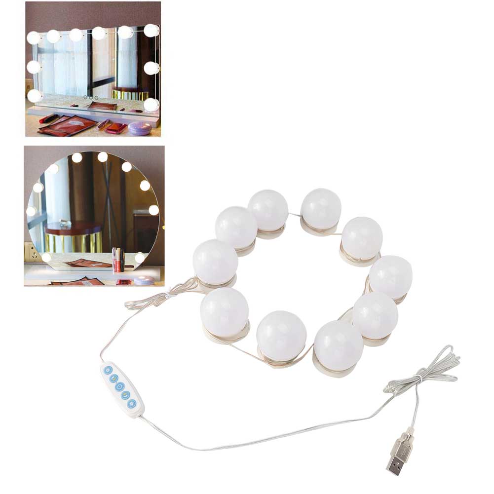 LED Vanity Table with Adjustable Brightness Lights - Set of 10 Bulbs