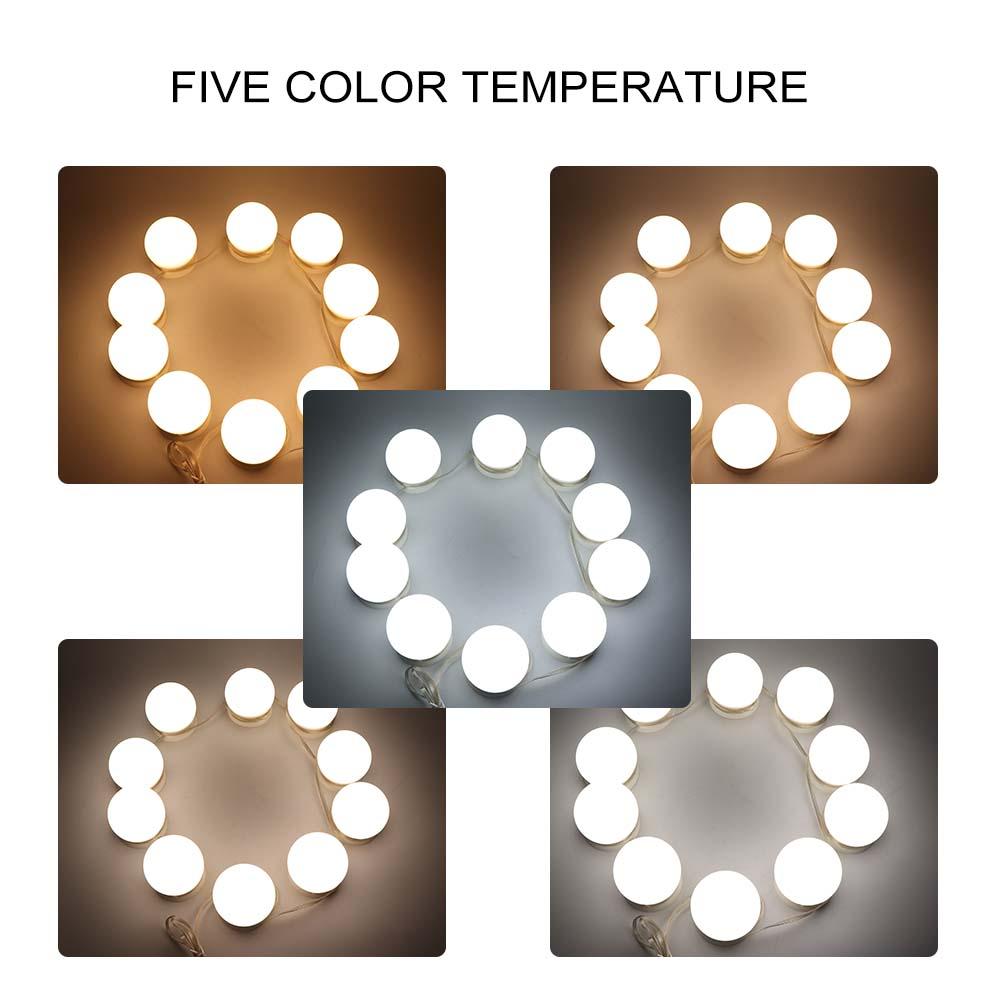 LED Vanity Table with Adjustable Brightness Lights - Set of 10 Bulbs