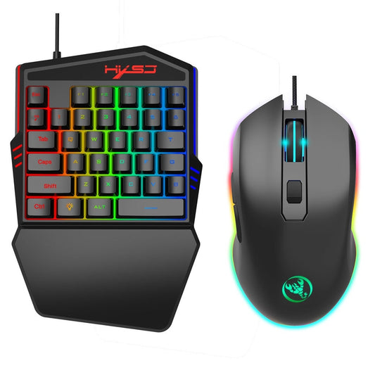 Professional Gaming Keyboard and Mouse Set with Colorful Ninja Dragon Design and One-Handed Operation