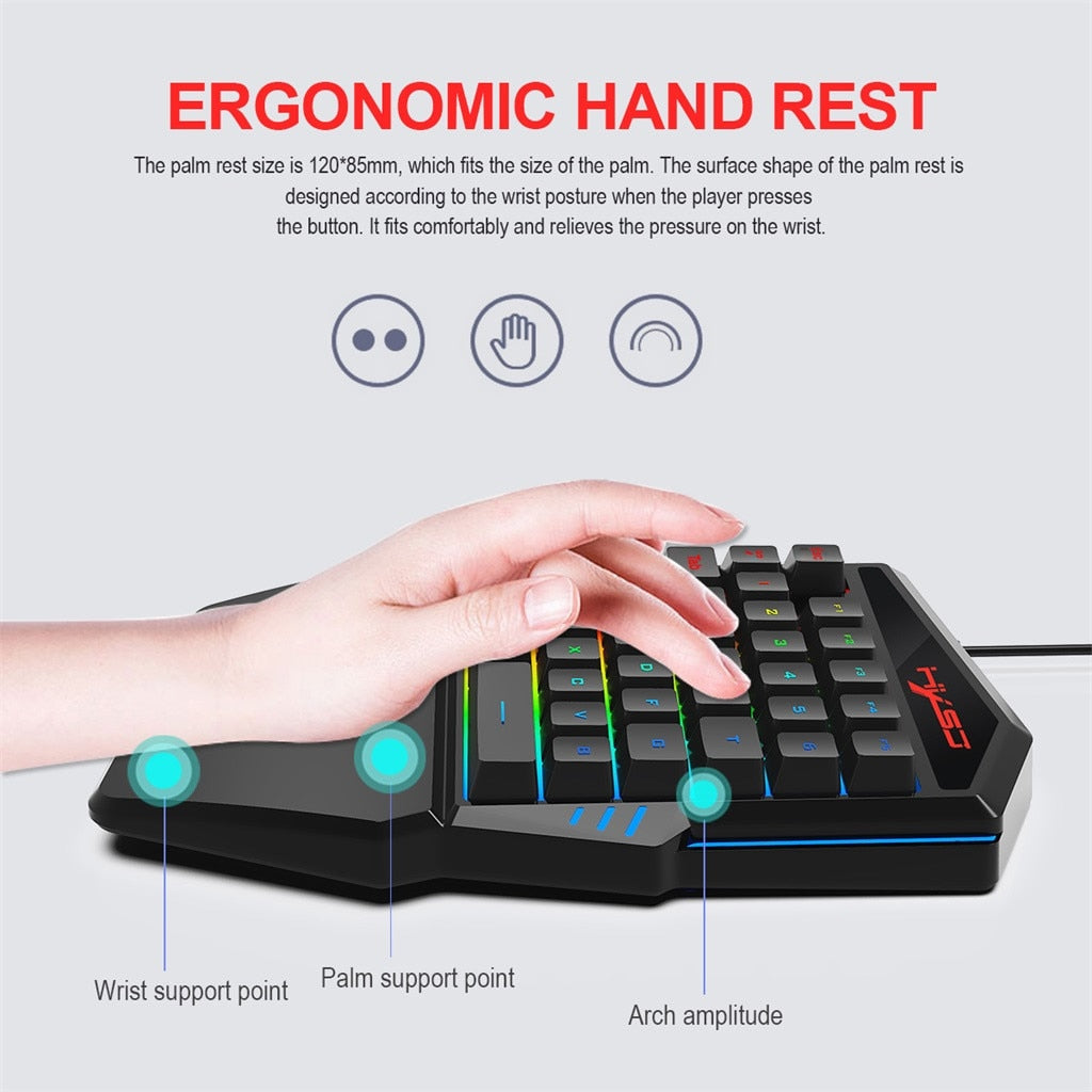 Professional Gaming Keyboard and Mouse Set with Colorful Ninja Dragon Design and One-Handed Operation