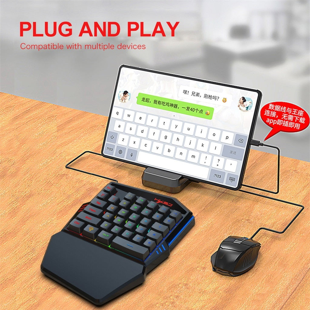Professional Gaming Keyboard and Mouse Set with Colorful Ninja Dragon Design and One-Handed Operation