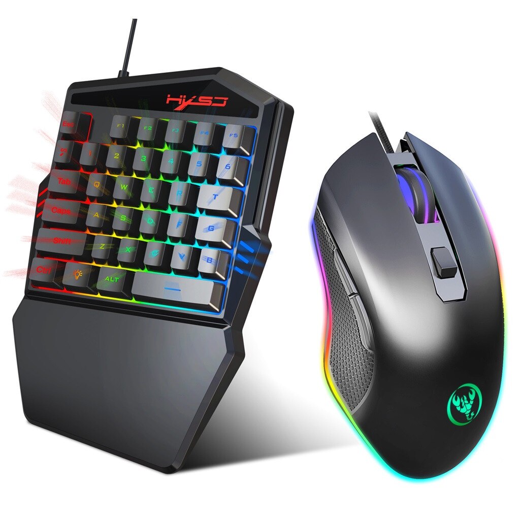 Professional Gaming Keyboard and Mouse Set with Colorful Ninja Dragon Design and One-Handed Operation