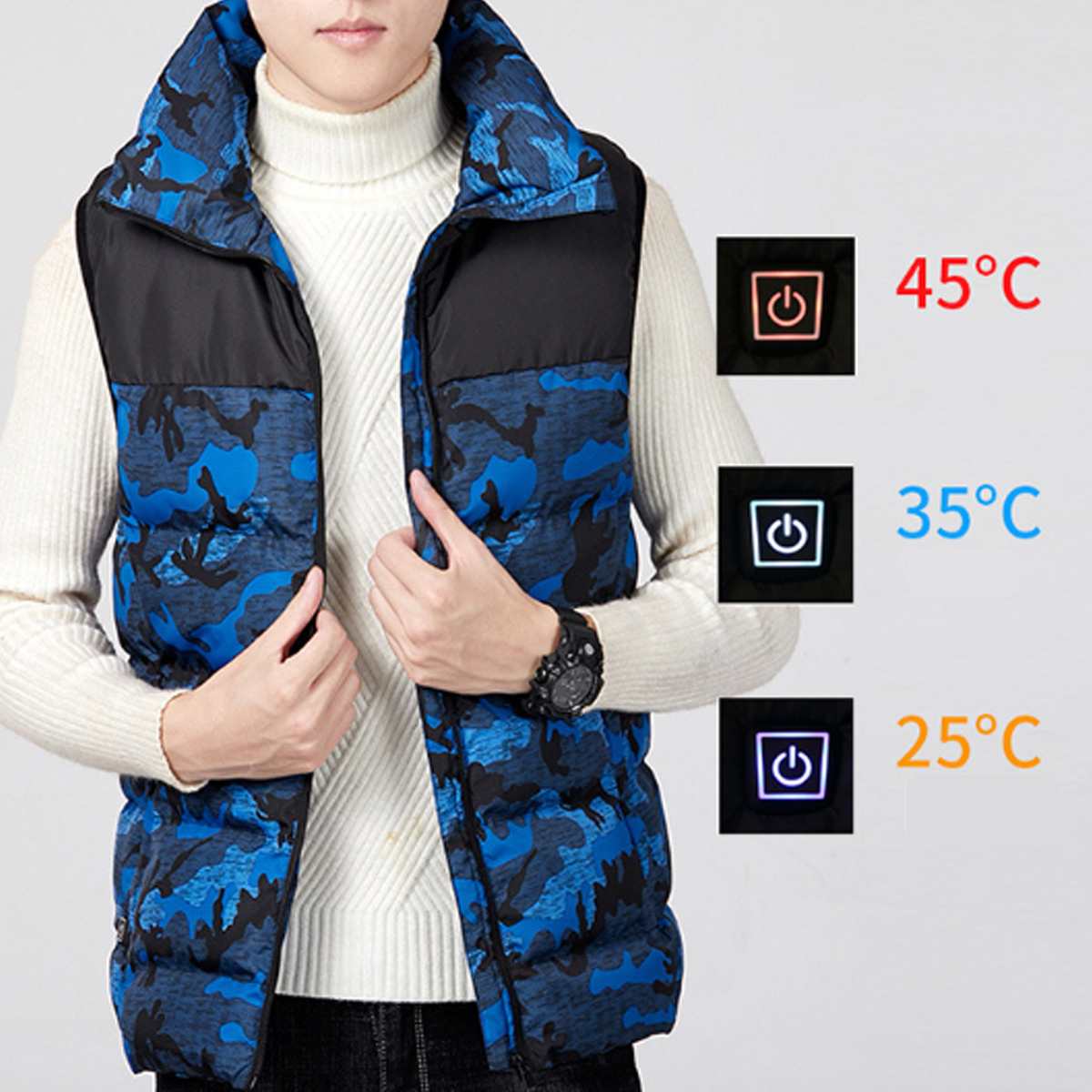 Intelligent Technology Heated USB Winter Vest for Men