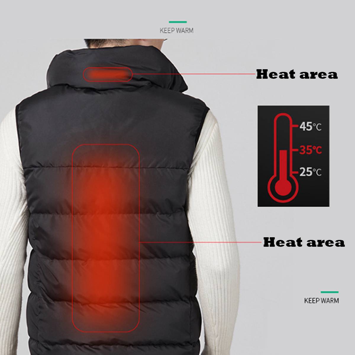 Intelligent Technology Heated USB Winter Vest for Men