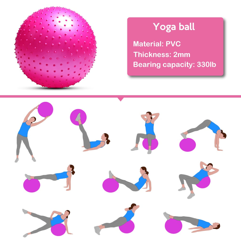 Large Size Fitness Massage Yoga Ball with Air Pump - Preventing Breakage