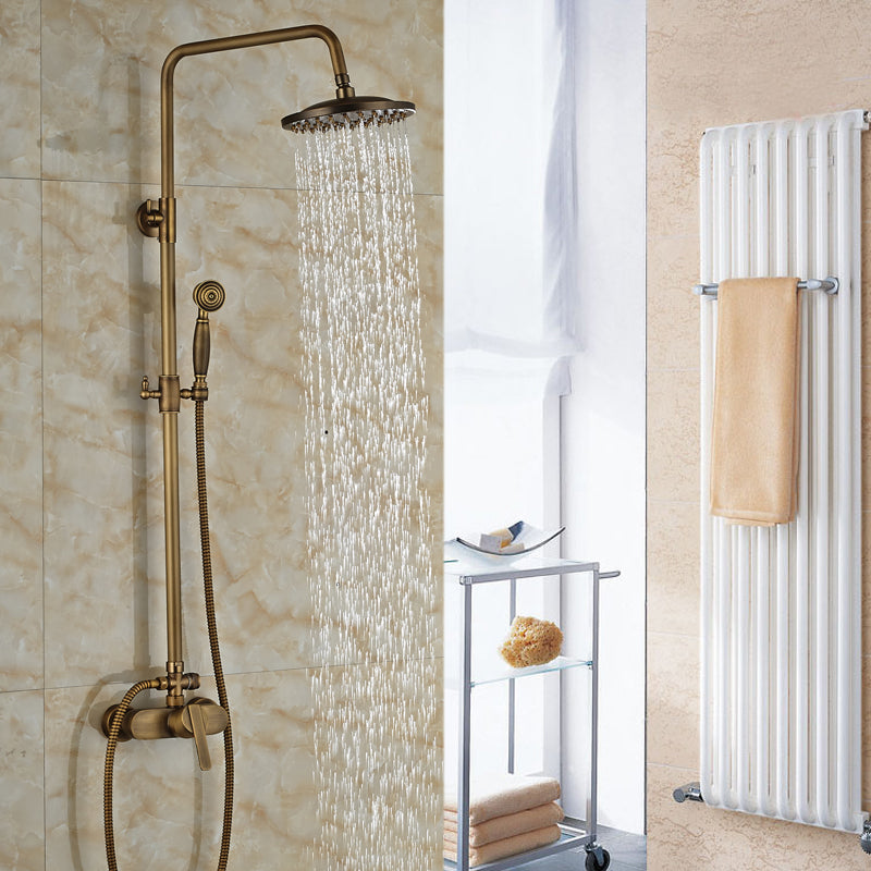 Antique Brass 8" Rainfall Shower Faucet Set with Single Handle