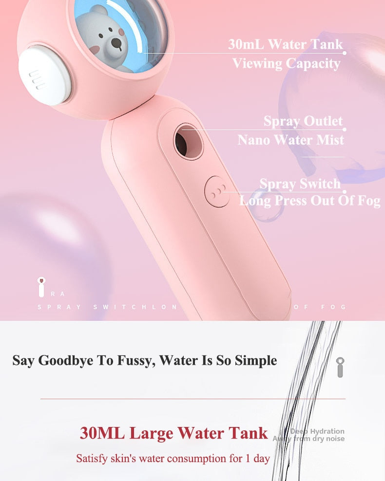 Cute Teddy Bear Travel-Size USB Nano Mister for Hydrating Facial Mist