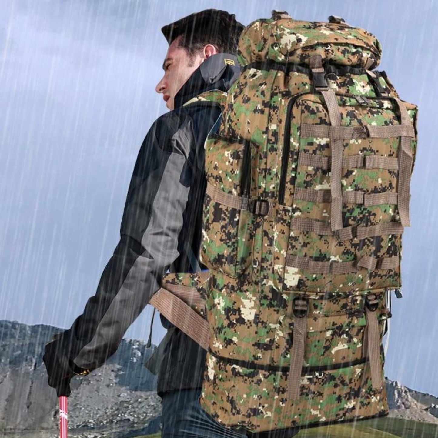 Large Capacity Waterproof Backpack for Outdoor Camping and Hiking (100L)