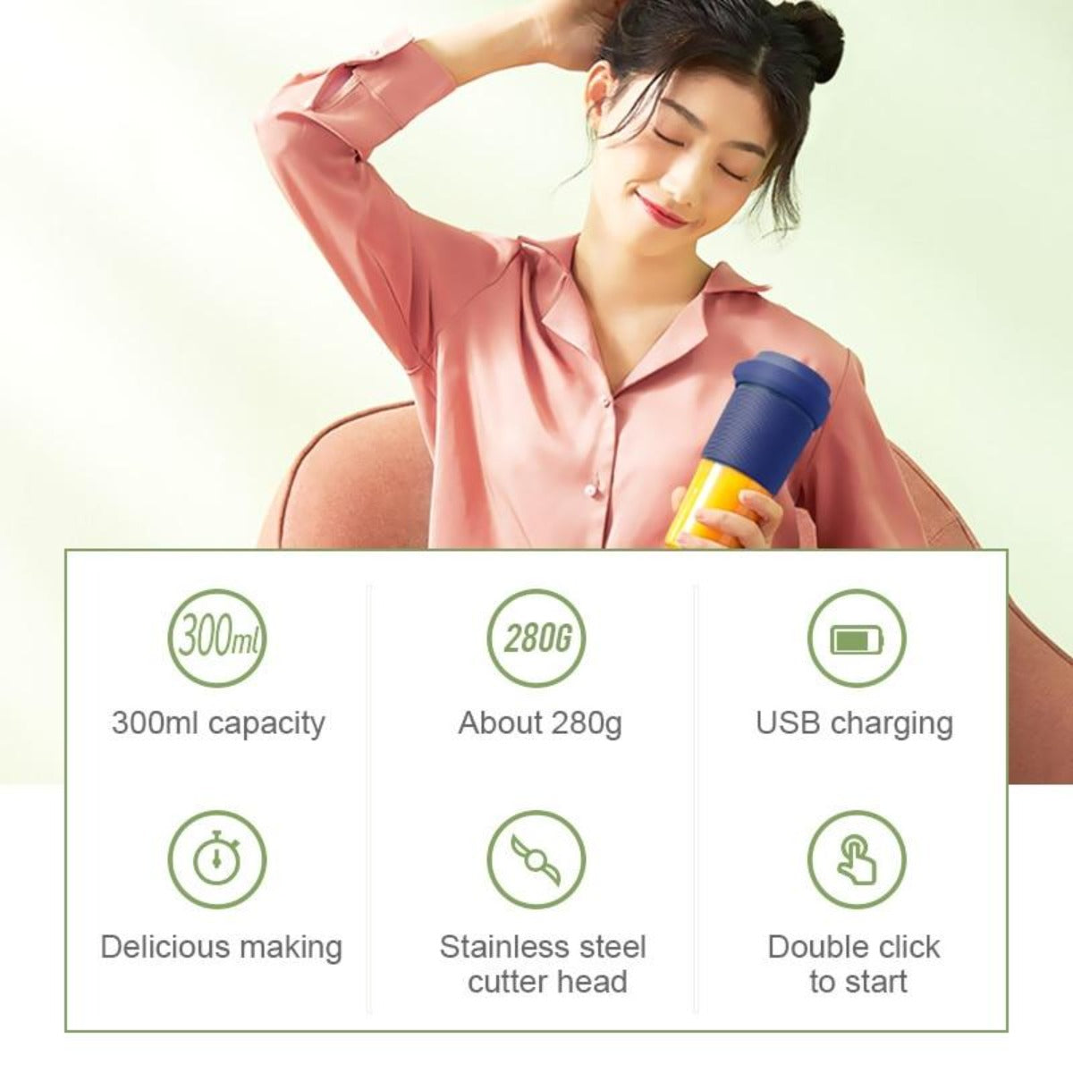 Compact Individual Blender for Creating Smoothies and Juices on the Go