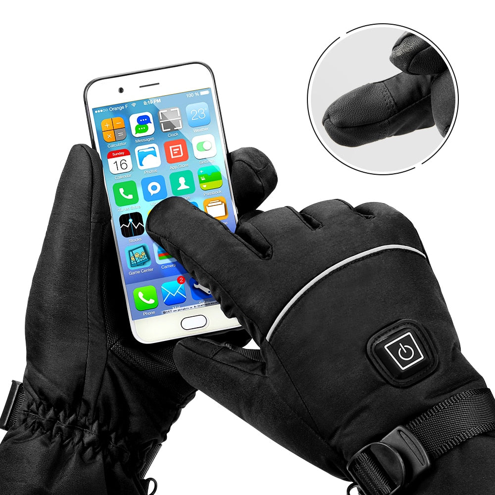 Heated Battery Powered Motorcycle Gloves with Waterproof Touch Screen