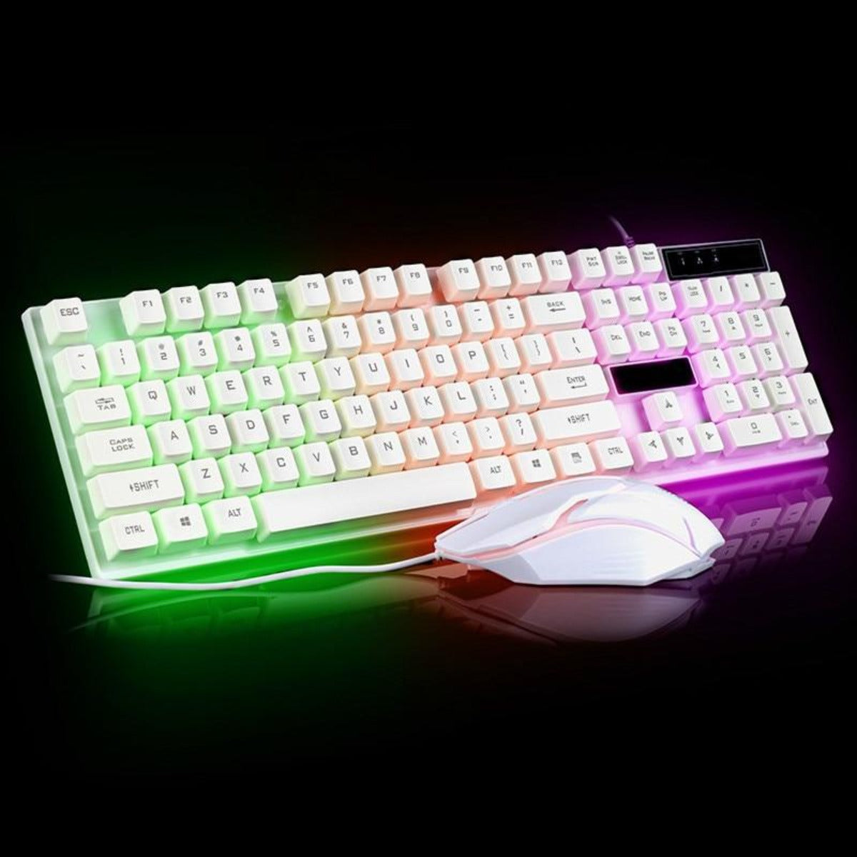Gaming Keyboard and Mouse Set for Ninja and Dragon Enthusiasts in White and Knightly Design