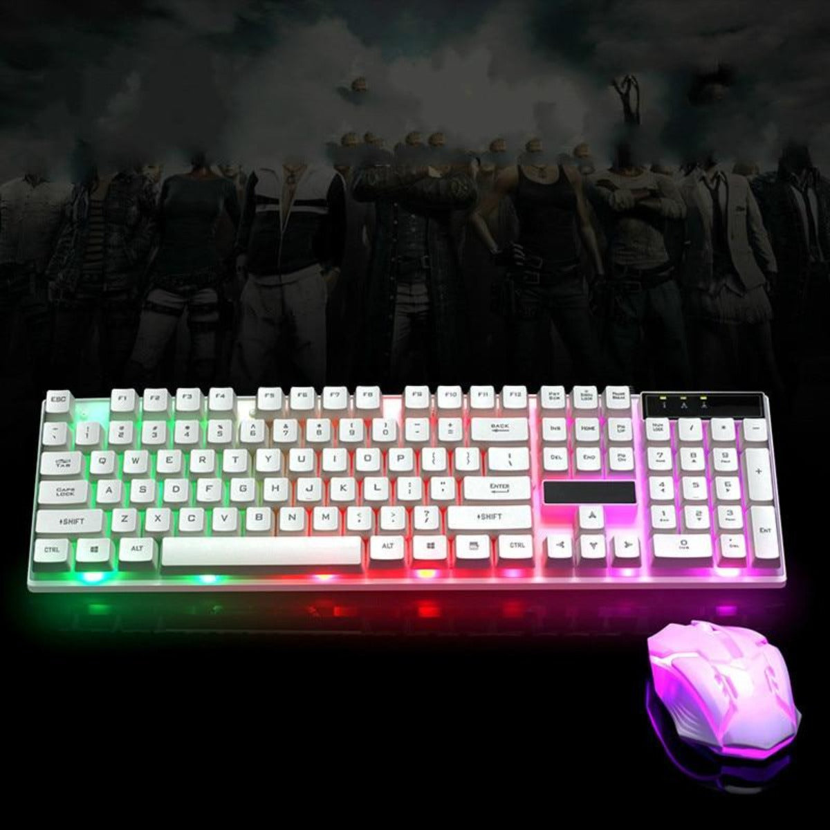Gaming Keyboard and Mouse Set for Ninja and Dragon Enthusiasts in White and Knightly Design