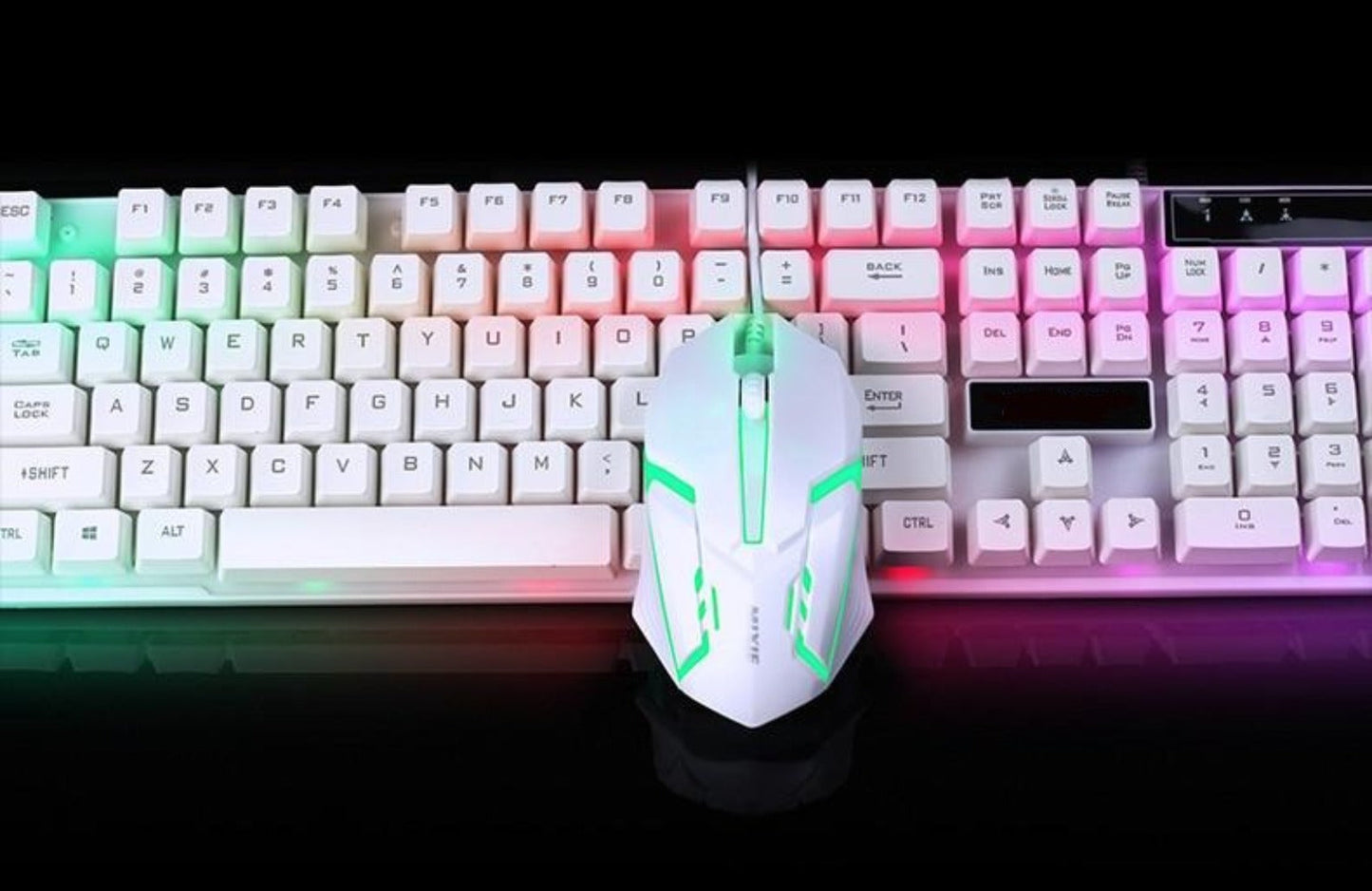 Gaming Keyboard and Mouse Set for Ninja and Dragon Enthusiasts in White and Knightly Design