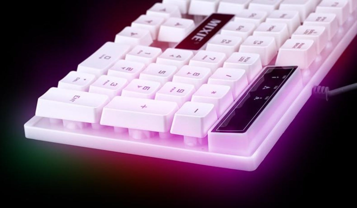 Gaming Keyboard and Mouse Set for Ninja and Dragon Enthusiasts in White and Knightly Design