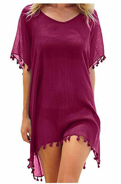 Chiffon Swimsuit Cover Up with Tassels - Perfect for the Summer Beach