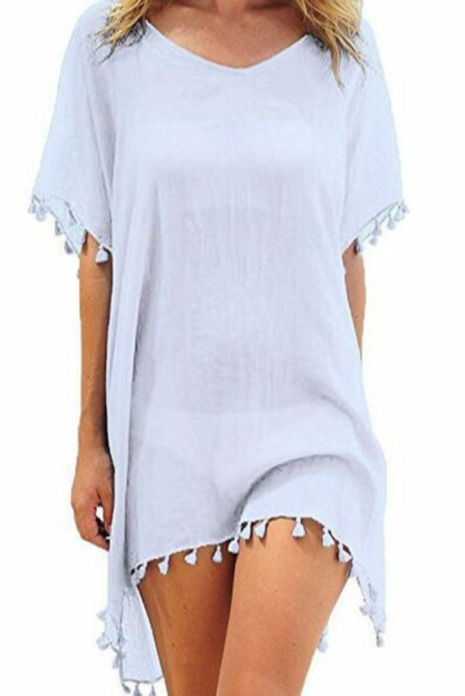Chiffon Swimsuit Cover Up with Tassels - Perfect for the Summer Beach