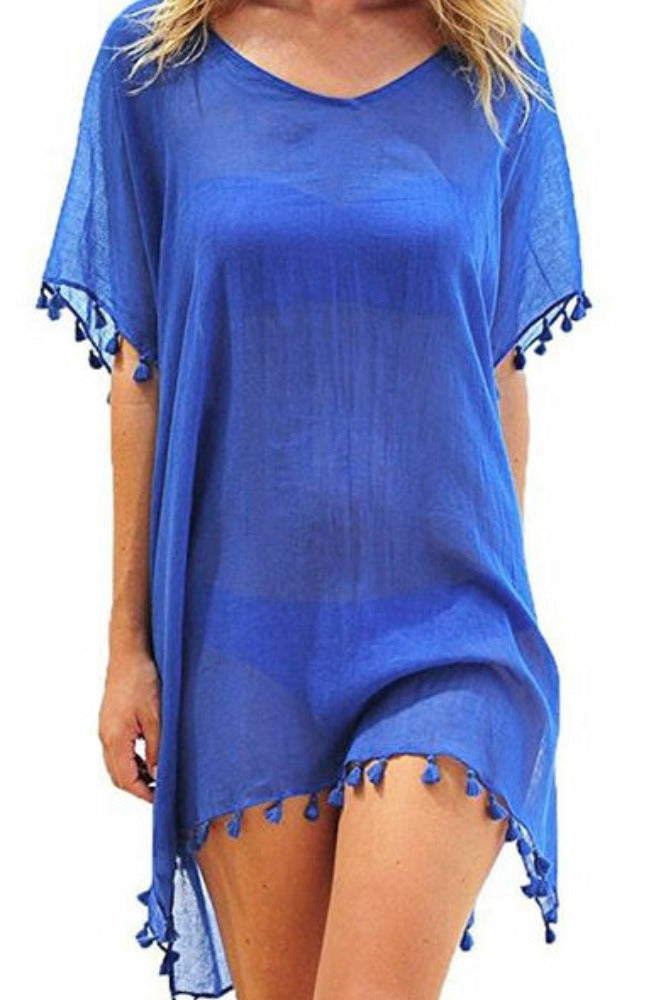 Chiffon Swimsuit Cover Up with Tassels - Perfect for the Summer Beach