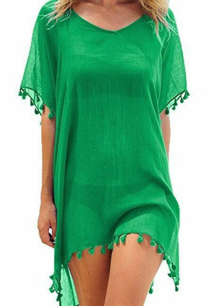 Chiffon Swimsuit Cover Up with Tassels - Perfect for the Summer Beach