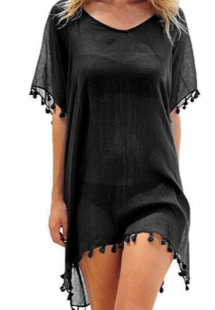 Chiffon Swimsuit Cover Up with Tassels - Perfect for the Summer Beach