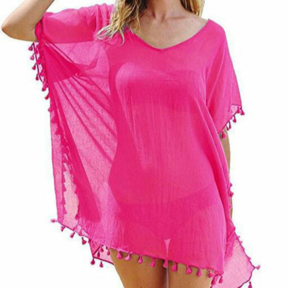 Chiffon Swimsuit Cover Up with Tassels - Perfect for the Summer Beach