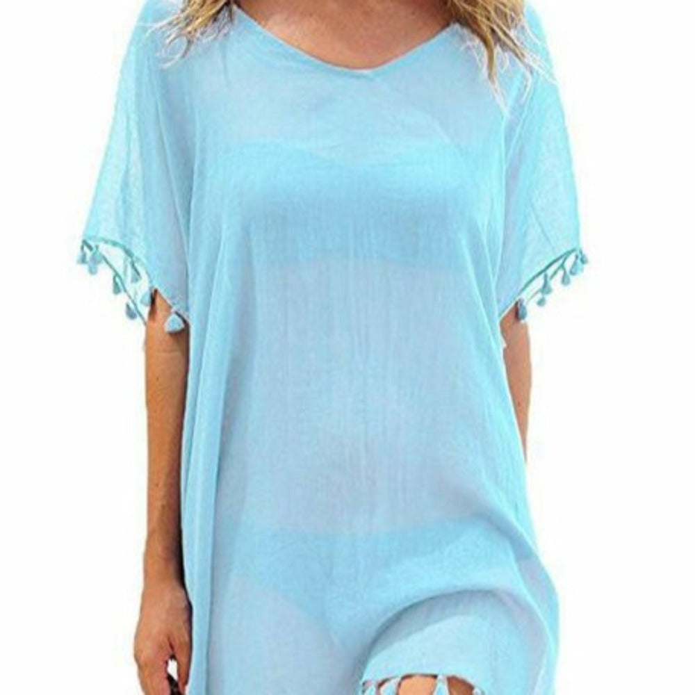 Chiffon Swimsuit Cover Up with Tassels - Perfect for the Summer Beach