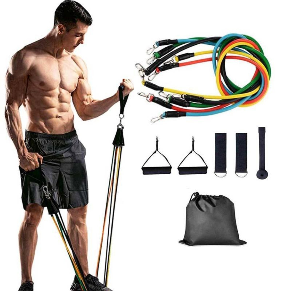 11 PCS Fitness Resistance Band Set for Home Workouts