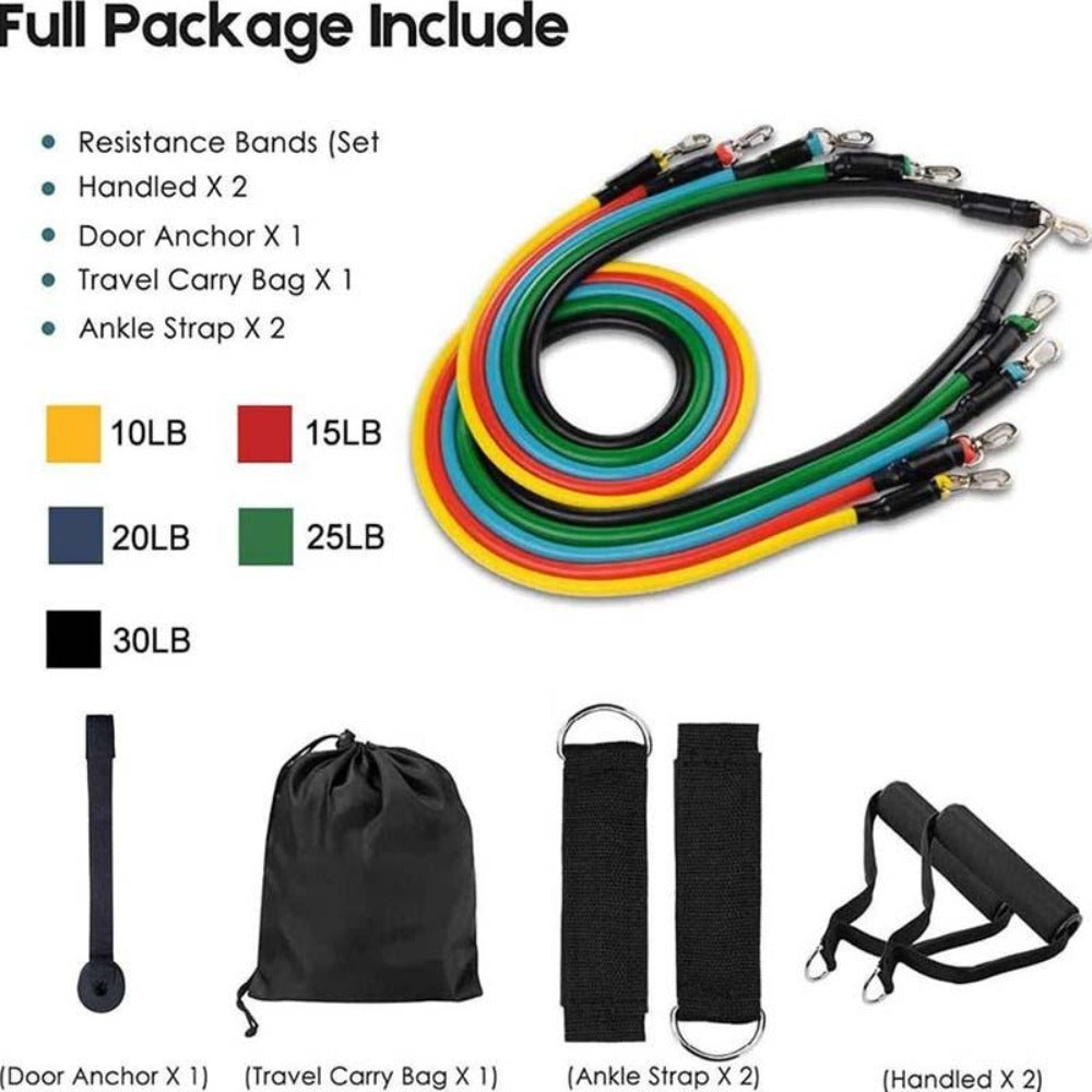 11 PCS Fitness Resistance Band Set for Home Workouts