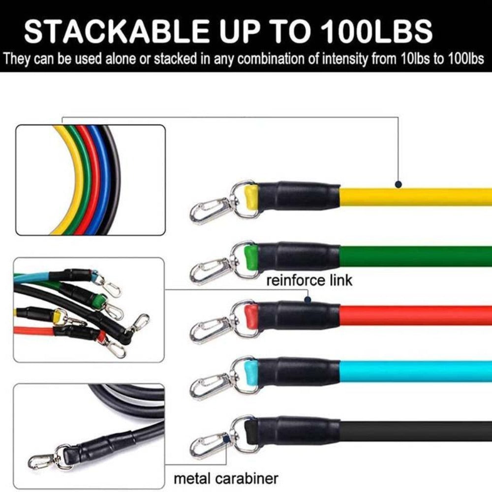 11 PCS Fitness Resistance Band Set for Home Workouts